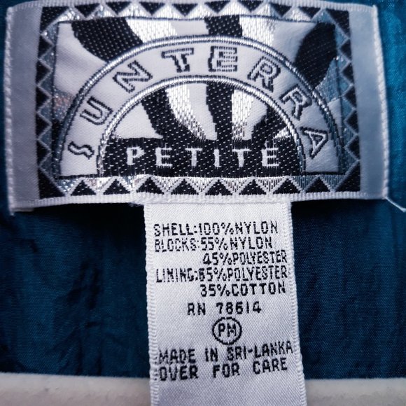 VTG 80s Sunterra Track Suit Set Jacket Pants Size Medium Petite Green Blue Red - Picture 5 of 9